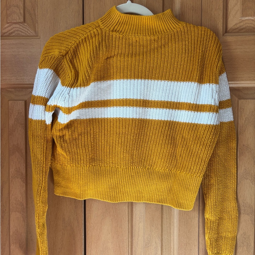 Mustard Yellow Striped Women's Sweater